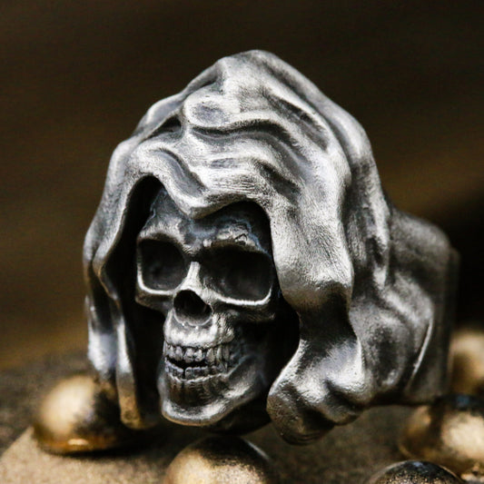 Grim Reaper 925 Silver Ring,Vintage Gothic Angel of Death Jewelry,Band Ring,Halloween Jewelry,elegant skull ring,Craftsman made - SATANHORN