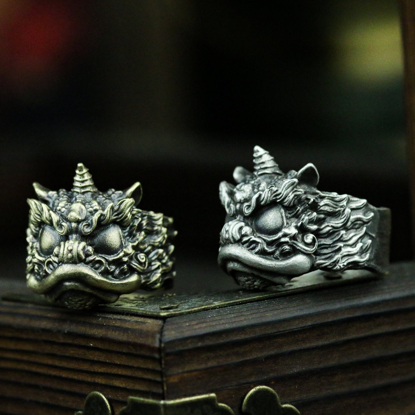 Chinese style Pixiu Patron saint 925 silver Ring,Buddhist ornaments,925 silver and brass,faith,Relic-Craftsman made - SATANHORN