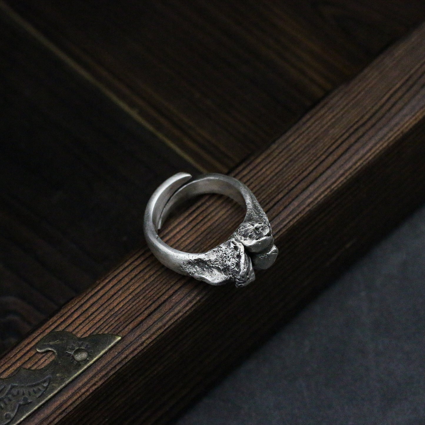 Bone joint 925 silver ring, Joint silver ring, 925 sterling silver brass personality ring - Craftsman Made - SATANHORN