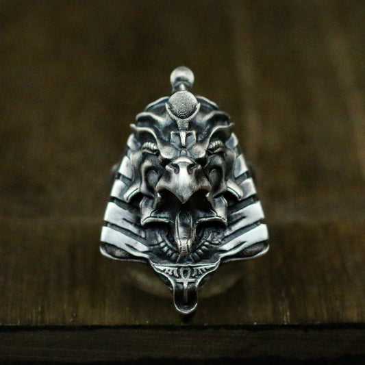 Horus 925 silver ring, Eye of Horus, Egyptian mythical patron saint, silver jewelry, body protection silver ring-Craftsman made - SATANHORN
