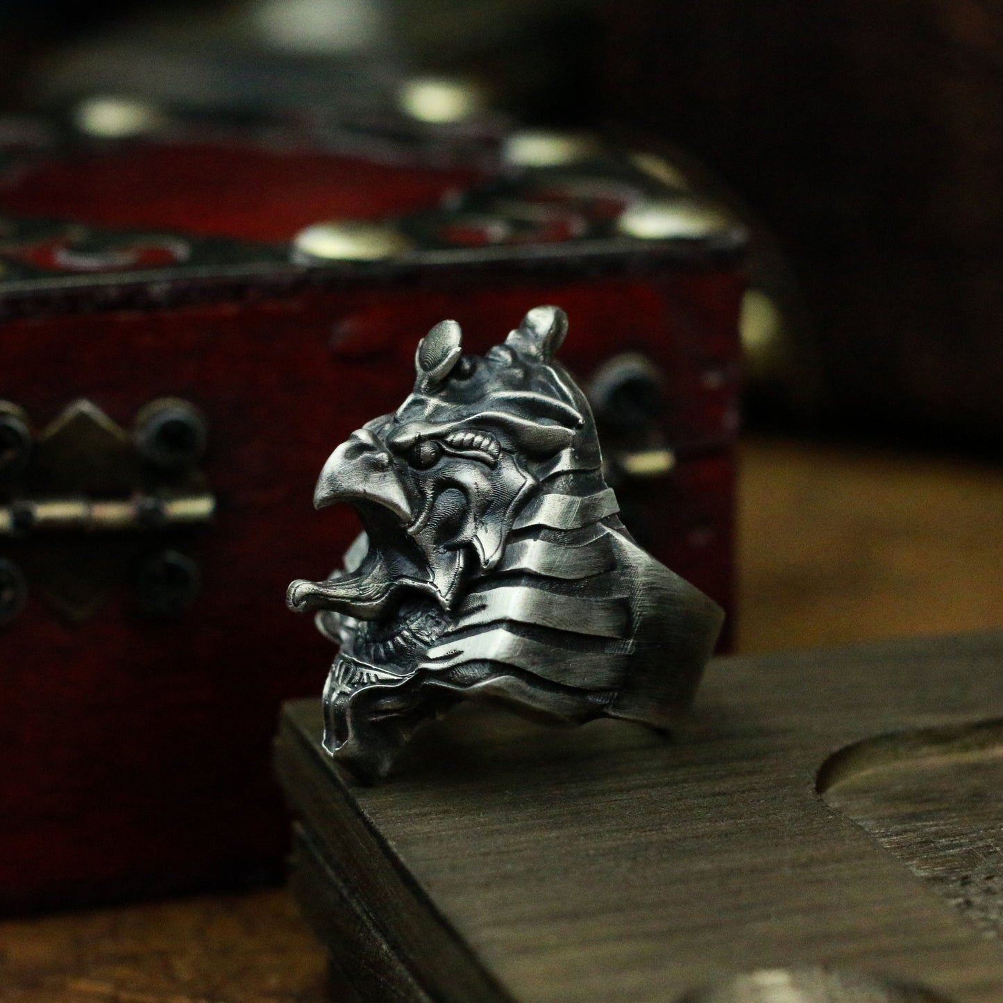 Horus 925 silver ring, Eye of Horus, Egyptian mythical patron saint, silver jewelry, body protection silver ring-Craftsman made