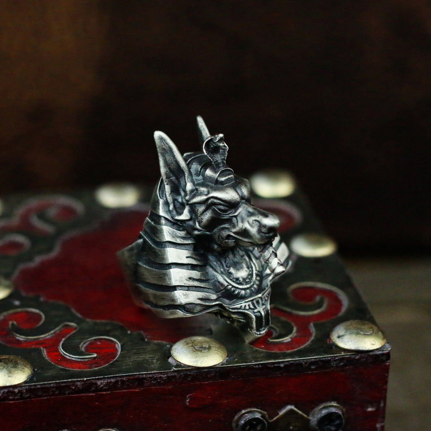 Anubis 925 silver ring, Egyptian god of death Egyptian mythical silver jewelry, protective silver ring-Craftsmen made