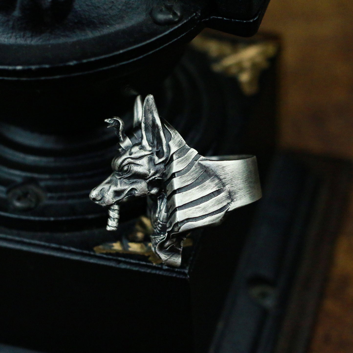 Anubis 925 silver ring, Egyptian god of death Egyptian mythical silver jewelry, protective silver ring-Craftsmen made