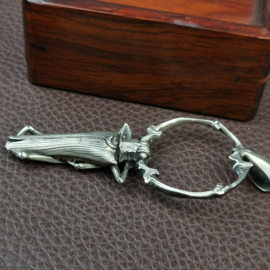 925 sterling silver longhorn pendant necklace, beetle pendant necklace, insect lover gift, artisanal production