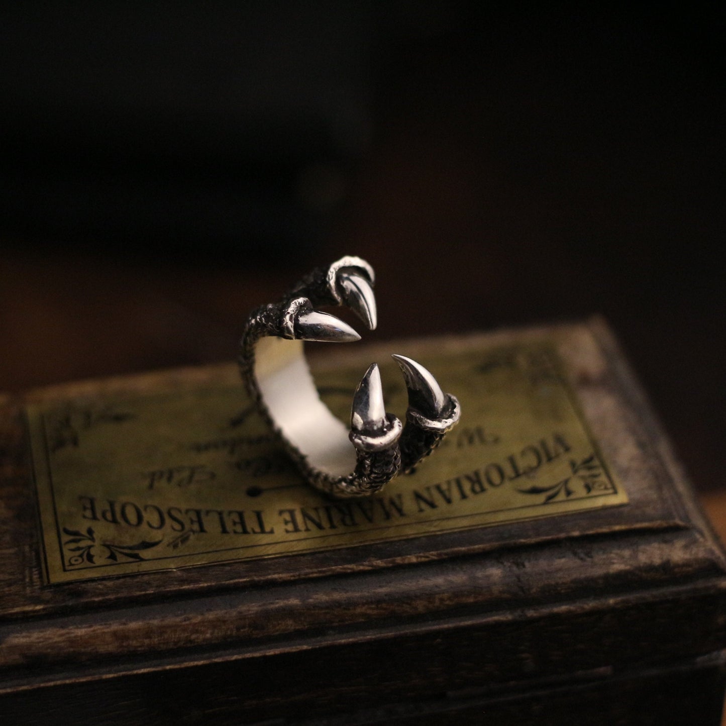 Eagle claw 925 silver ring, Dragon claw ring, Animal claw open ring, Brass sterling silver personalized gift - Craftsman Made - SATANHORN