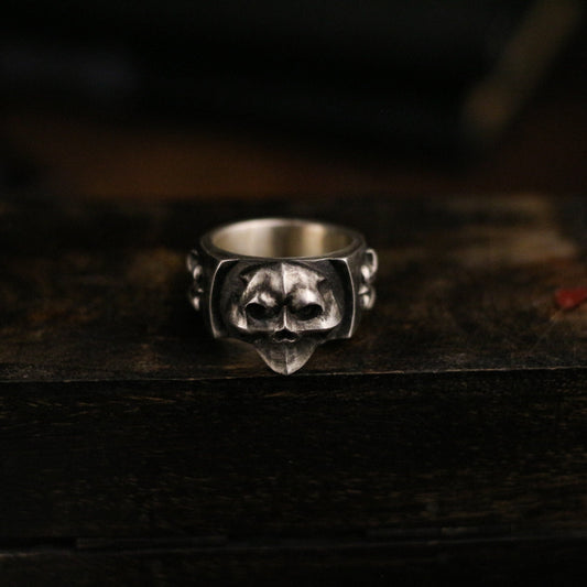 Printed skull 925 silver ring, unique skull ring, sterling silver ghost vintage gothic ring gift-craftsman made - SATANHORN