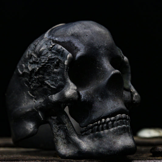 Vintage skull ringï¼?skull ring ,distressed standard silver ,men's skullï¼?biker Masonic rock n roll handmade jewelry