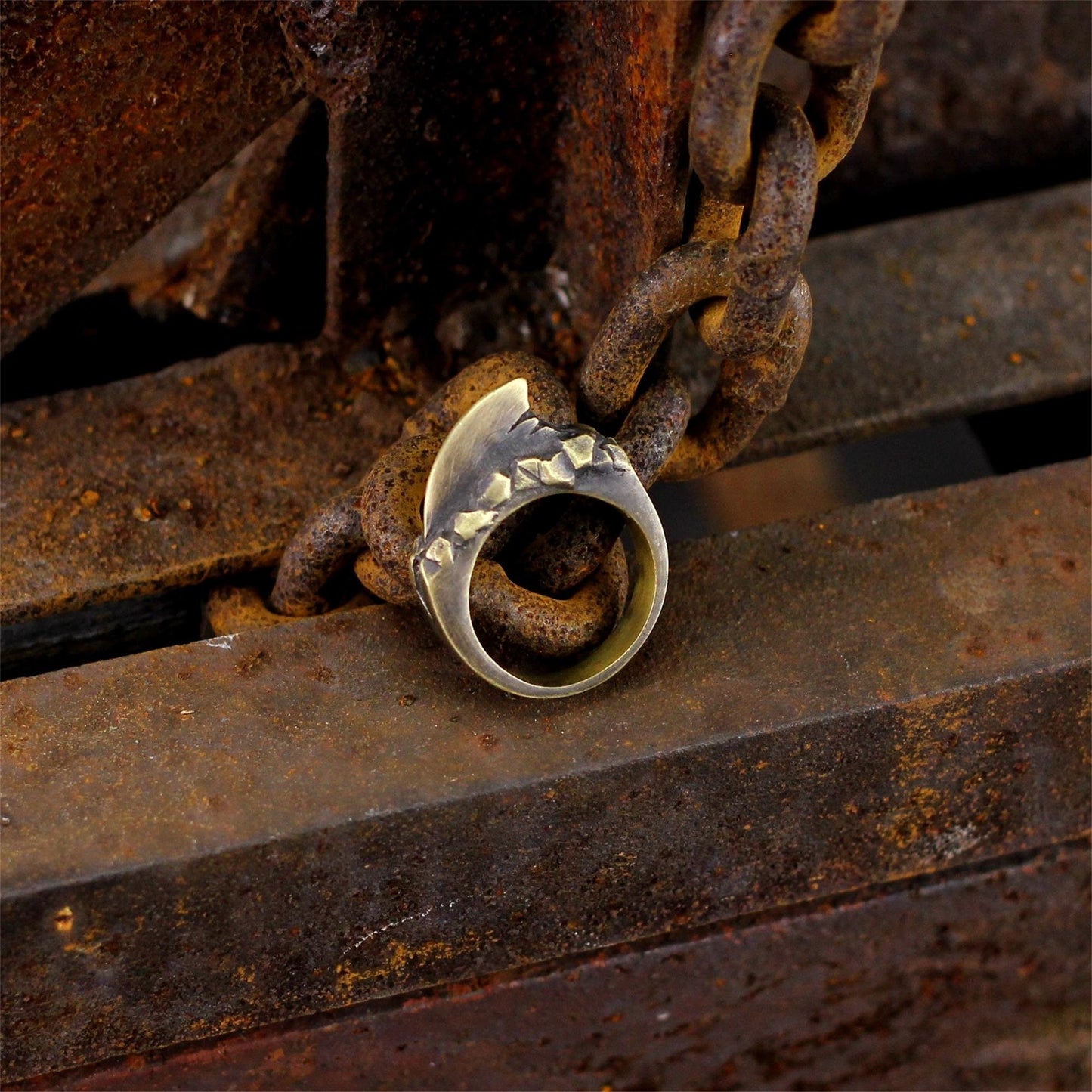 Shark fin 925 silver/brass Ring, ruthless killer Ring, sterling silver brass personality gift of the sea master - Craftsman made - SATANHORN