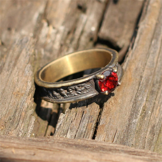 Inlaid garnet 925 silver ring, Gift for mother,gentleman woman gift ring sterling silver brass-craftsman made - SATANHORN
