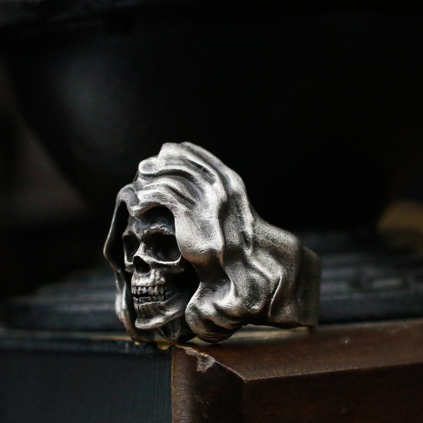 Grim Reaper 925 Silver Ring,Vintage Gothic Angel of Death Jewelry,Band Ring,Halloween Jewelry,elegant skull ring,Craftsman made - SATANHORN