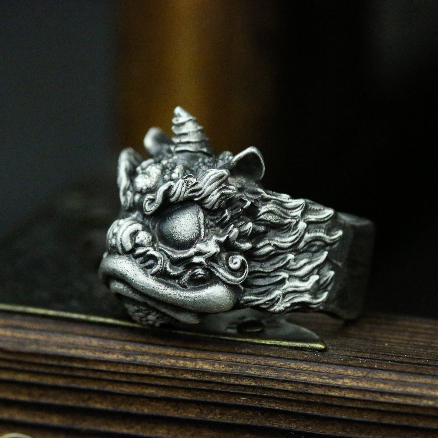 Chinese style Pixiu Patron saint 925 silver Ring,Buddhist ornaments,925 silver and brass,faith,Relic-Craftsman made - SATANHORN