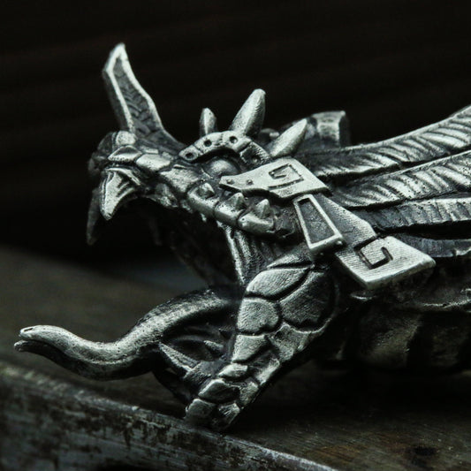 Quetzalcoatl 925 silver pendant necklace, Mayan mythological snake god pendant necklace, feathered snake-Craftsmen made - SATANHORN