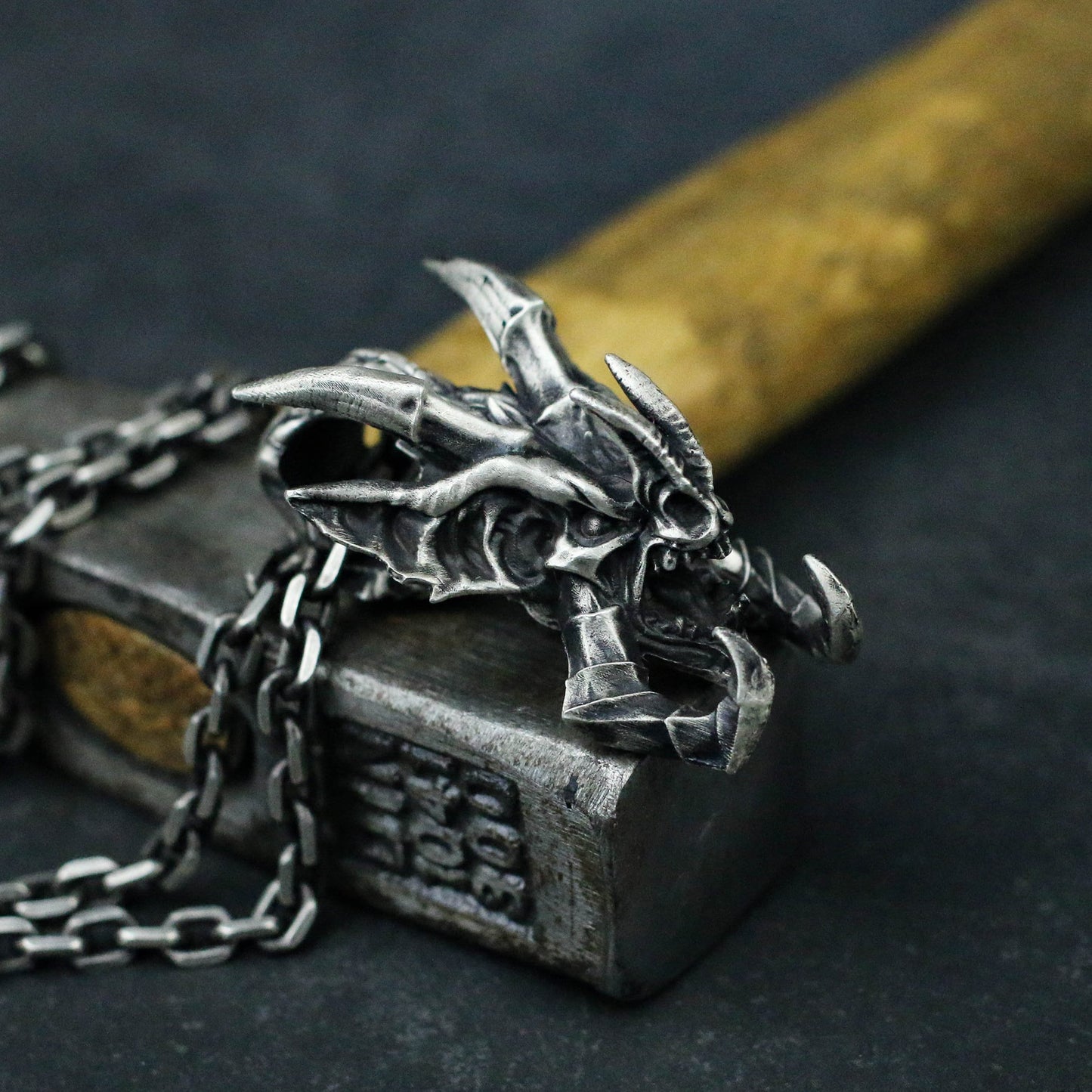 Gargoyle Bat 925 Silver Pendant Necklace, Gothic Vampire Silver Pendant Necklace, Unique Individual Silver Jewelry-Craftsman made