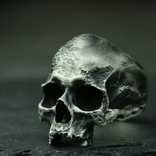 Jawless skull 925 silver ring, broken skull ring, sterling silver ghost vintage gothic ring gift-craftsman made - SATANHORN