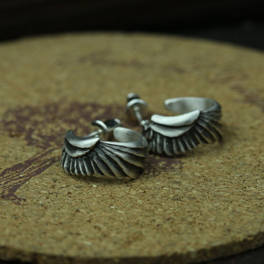 silver angel wing hoop earrings jewelry