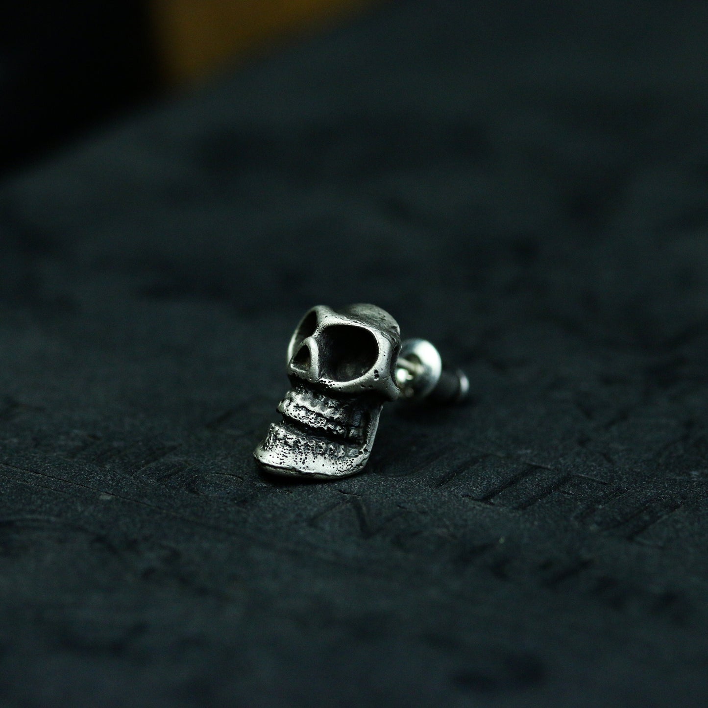 Creativity Skull 925 Silver Ear studs, bizarre skull earrings, rare jewelry sterling silver handmade - Craftsman made