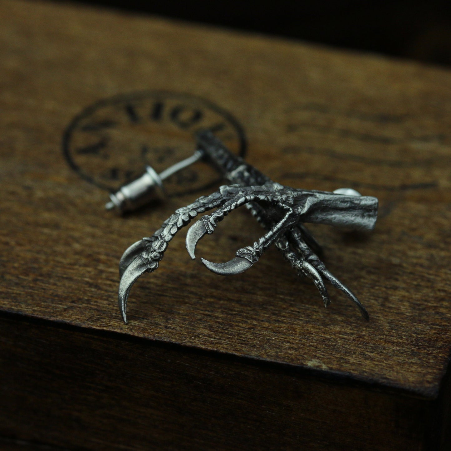 Sterling silver bird claw earrings