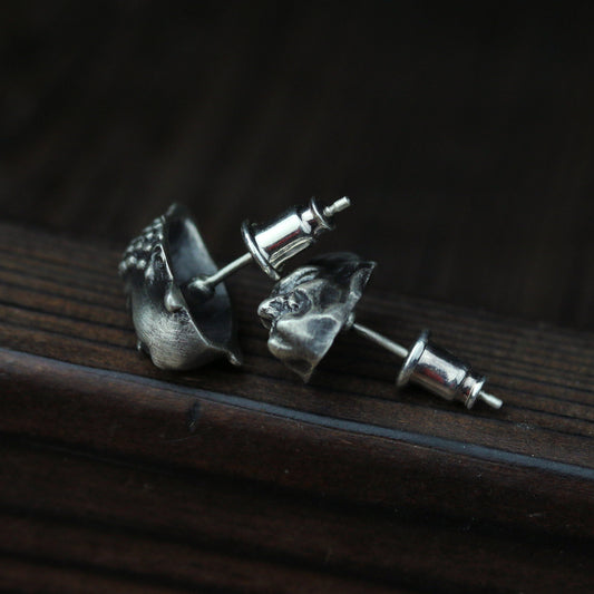 Sterling silver buddha devil earrings,Buddhist earrings, Buddhist jewelry, faith jewelry