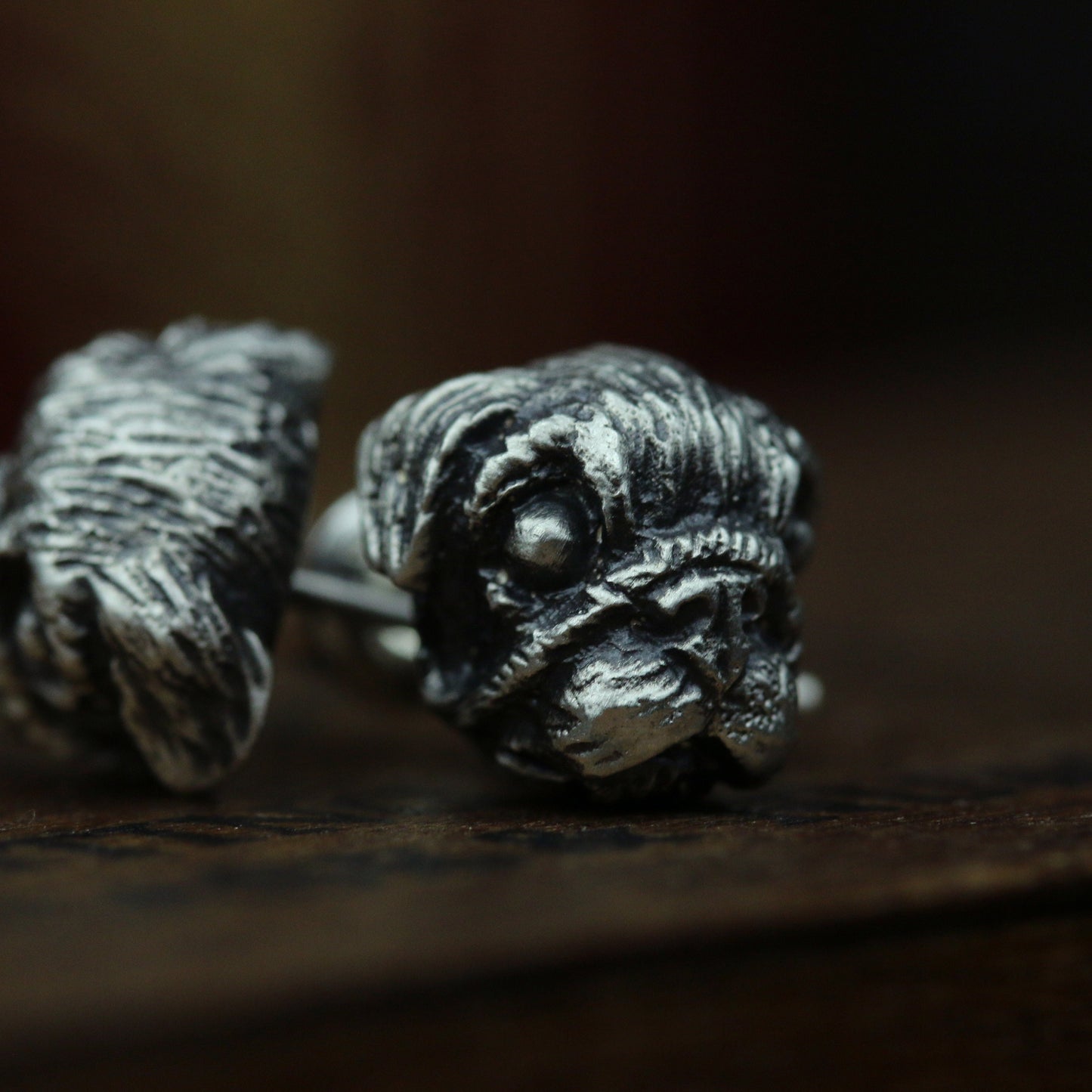 Pug sterling silver earrings