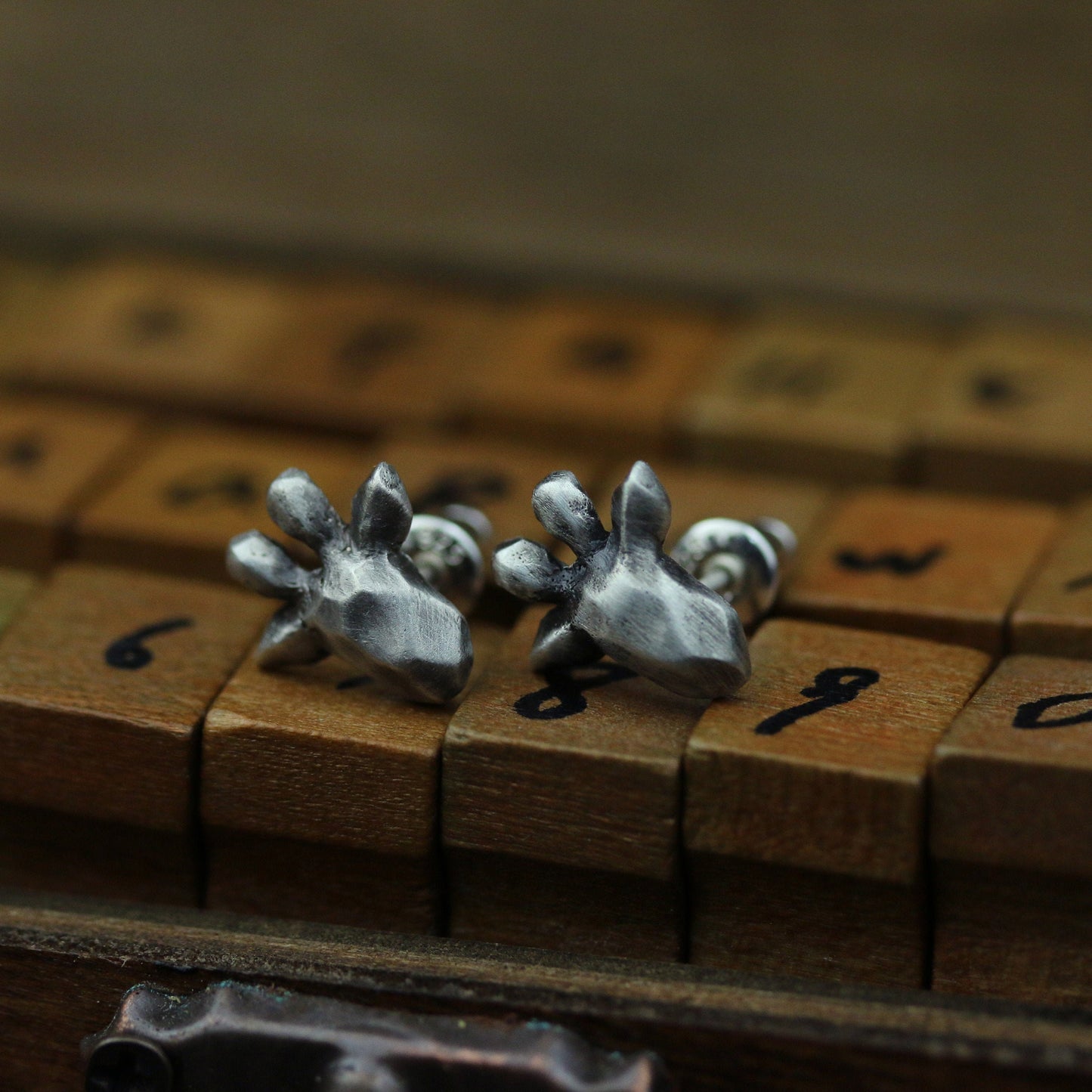 Abstract deer head earrings