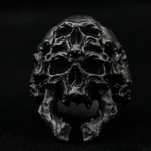 Skull silver men, Thousand Faces Skull Ring, Men and Women Band style, skull biker masonic rock roll handmade jewelry .925