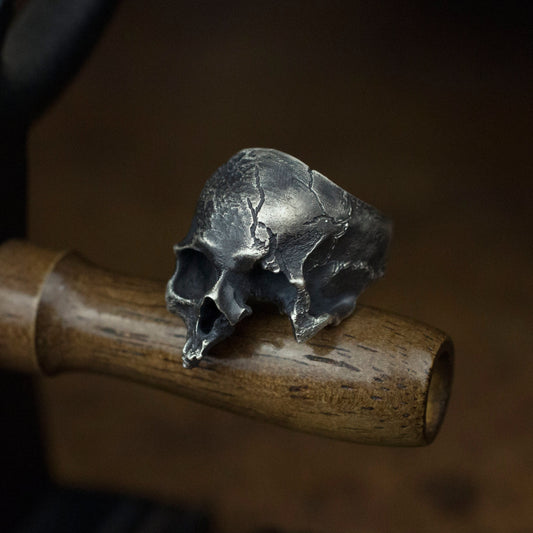 Half jaw skull 925 Silver Ring,Battle Damaged Skeleton 925 sterling silver ring handmade jewelry - SATANHORN