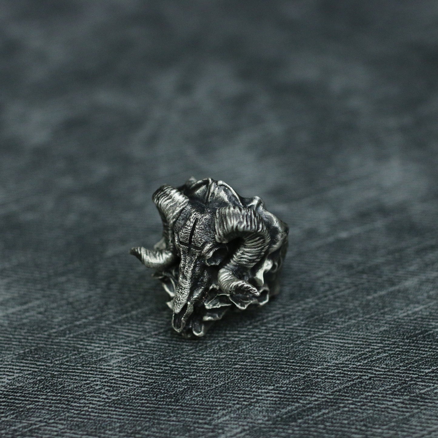 Sheep head skull 925 Silver Ring, evil mythological belief dark pendant necklace - Craftsman made - SATANHORN