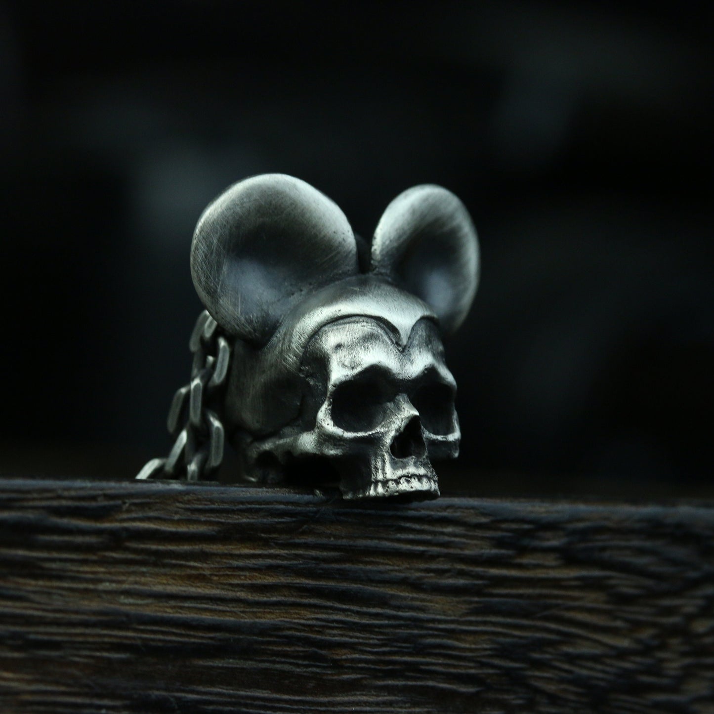 925Silver Lunar Eclipse Big Ear Skull Necklace/Charm/Pendant Fantasy Jewelry