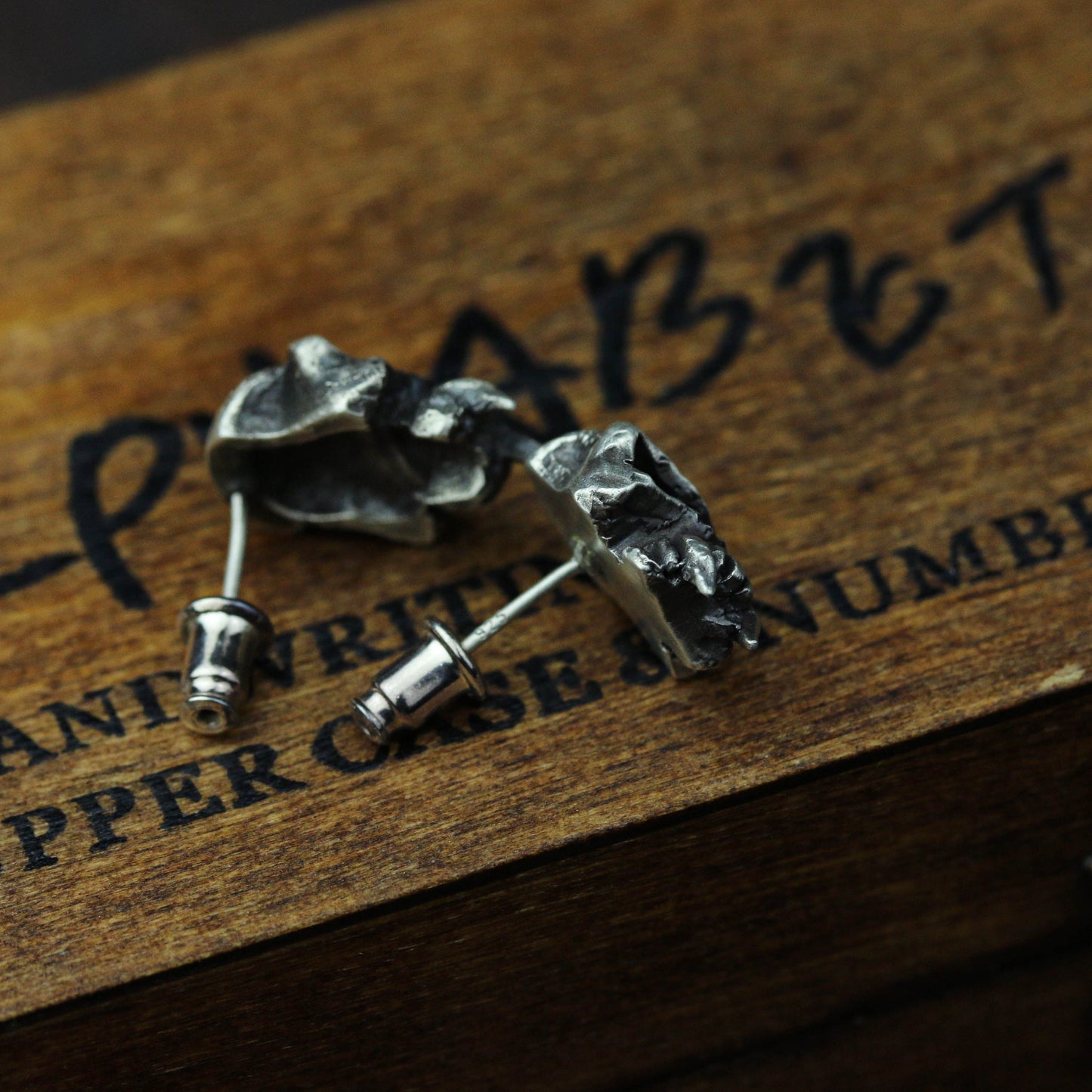 925 sterling silver Skull Earrings, Tusk Skull Earrings, Gothic Earrings
