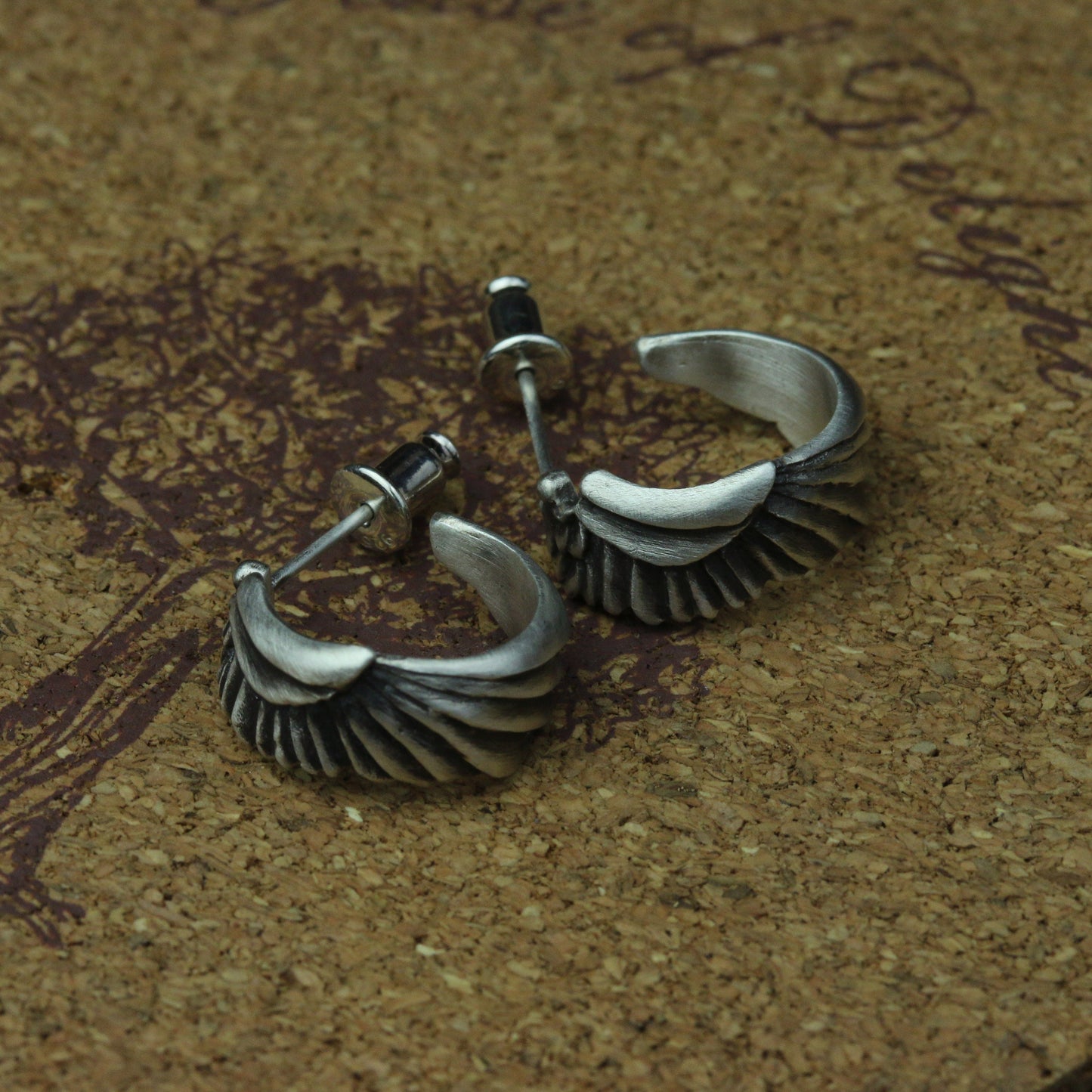 silver angel wing hoop earrings jewelry