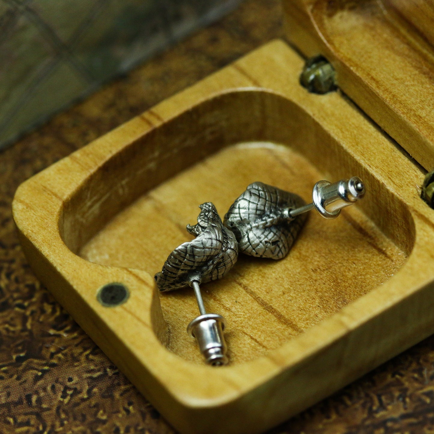 Cobra Snake 925 Silver Earrings, Men's Viper Stud Earrings, Venom Jewelry Sterling Silver Handmade - Craftsmen made - SATANHORN