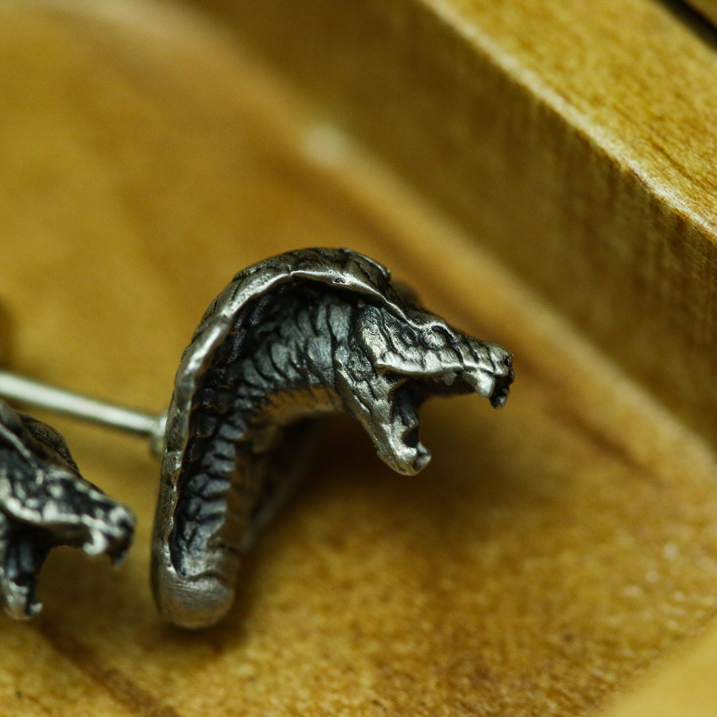 Cobra Snake 925 Silver Earrings, Men's Viper Stud Earrings, Venom Jewelry Sterling Silver Handmade - Craftsmen made - SATANHORN