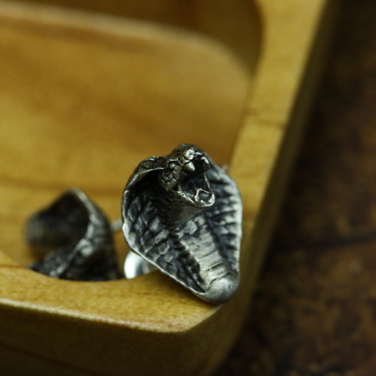 Cobra Snake 925 Silver Earrings, Men's Viper Stud Earrings, Venom Jewelry Sterling Silver Handmade - Craftsmen made - SATANHORN