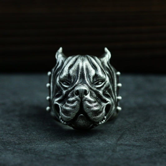 Bulldog 925 silver ring, pet dog 925 silver ring, Bulldog Jewelry, Pet Jewelry, Dog Ring-Craftsmen made - SATANHORN