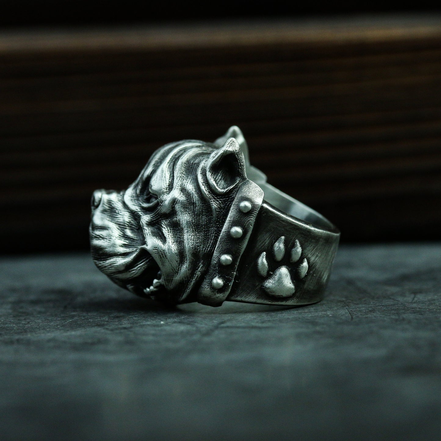 Bulldog 925 silver ring, pet dog 925 silver ring, Bulldog Jewelry, Pet Jewelry, Dog Ring-Craftsmen made - SATANHORN