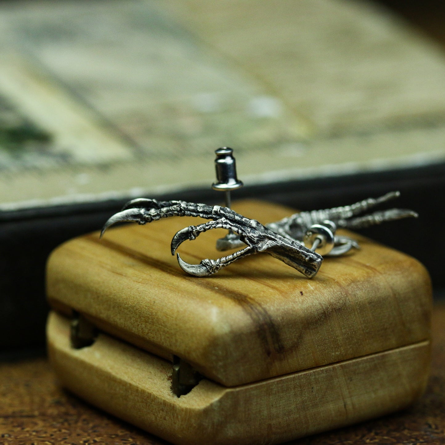 Eagle claw 925 silver earrings, Eagle Talon-Claw earrings, Woodland Bird Feet Earrings jewelry sterling silver handmade - Craftsman made