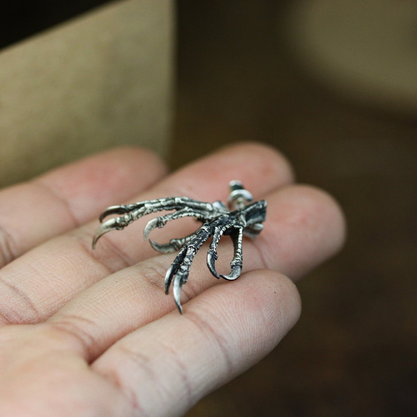Eagle claw 925 silver earrings, Eagle Talon-Claw earrings, Woodland Bird Feet Earrings jewelry sterling silver handmade - Craftsman made