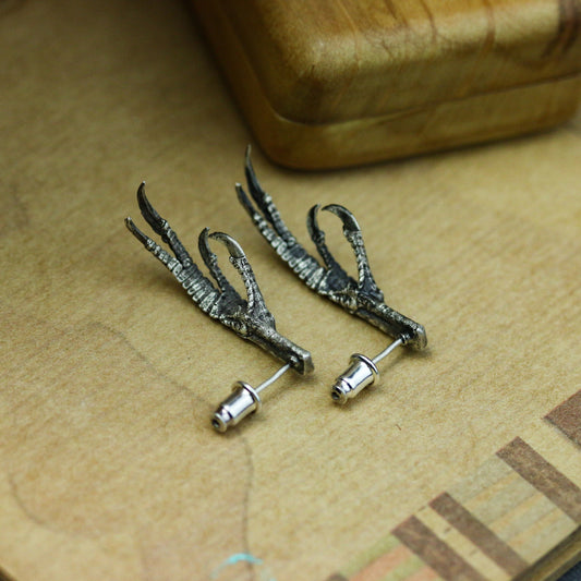 Eagle claw 925 silver earrings, Eagle Talon-Claw earrings, Woodland Bird Feet Earrings jewelry sterling silver handmade - Craftsman made