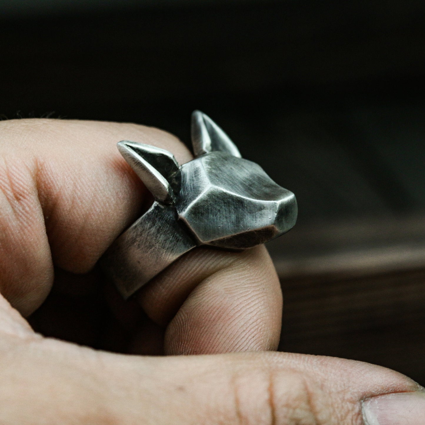 Simple fox 925 silver ring, abstract fox ring, totem animal jewelry, Ring-Mens Gift-Craftsmen made - SATANHORN