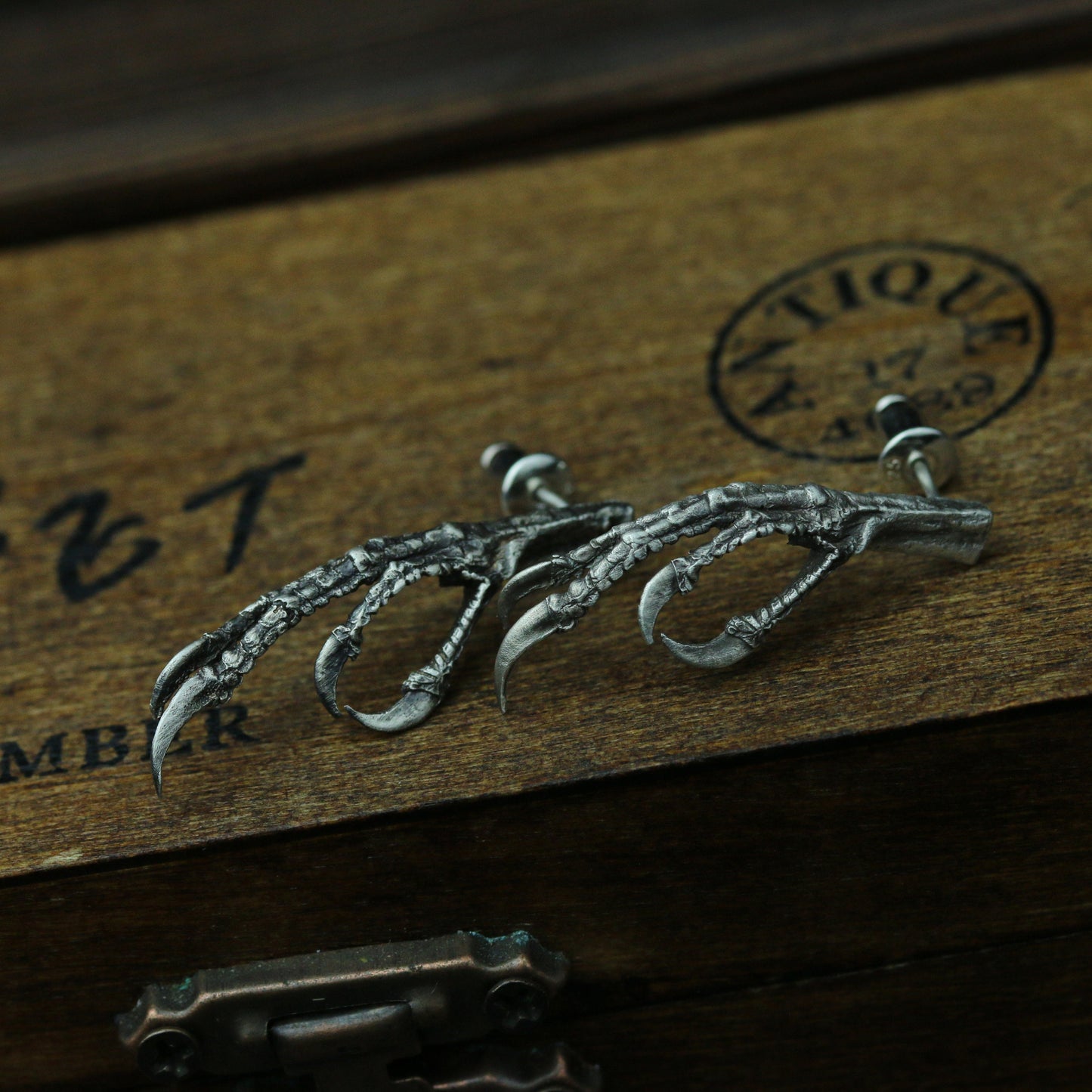 Sterling silver bird claw earrings
