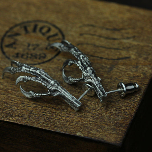 Sterling silver bird claw earrings