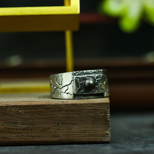 Red agate 925 silver ring, simple inlaid couple ring, special silver ring for girls and boys, holiday gift sterling silver-Craftsman made - SATANHORN