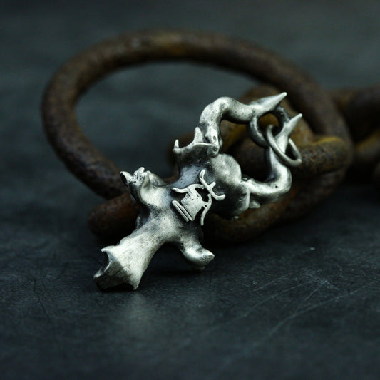 Ghost Cross 925 silver Pendant Necklace, 925 Sterling Silver Handmade Silver Jewelry-Craftsman made