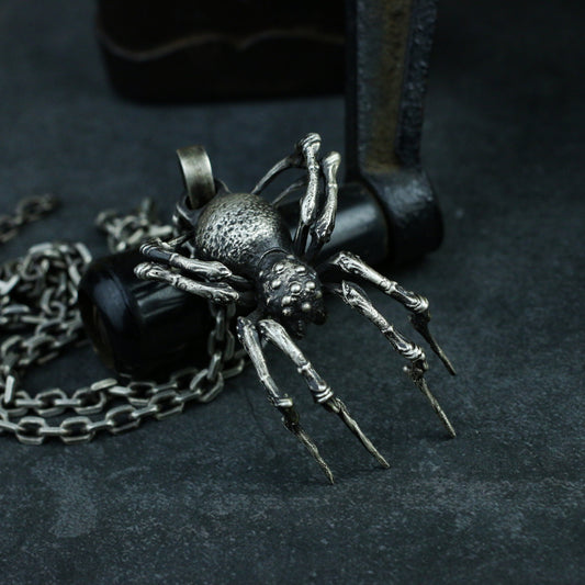 Big Spider 925 silver pendant necklace, long-legged spider 925 silver pendant, exquisite and realistic spider jewelry-Craftsman made