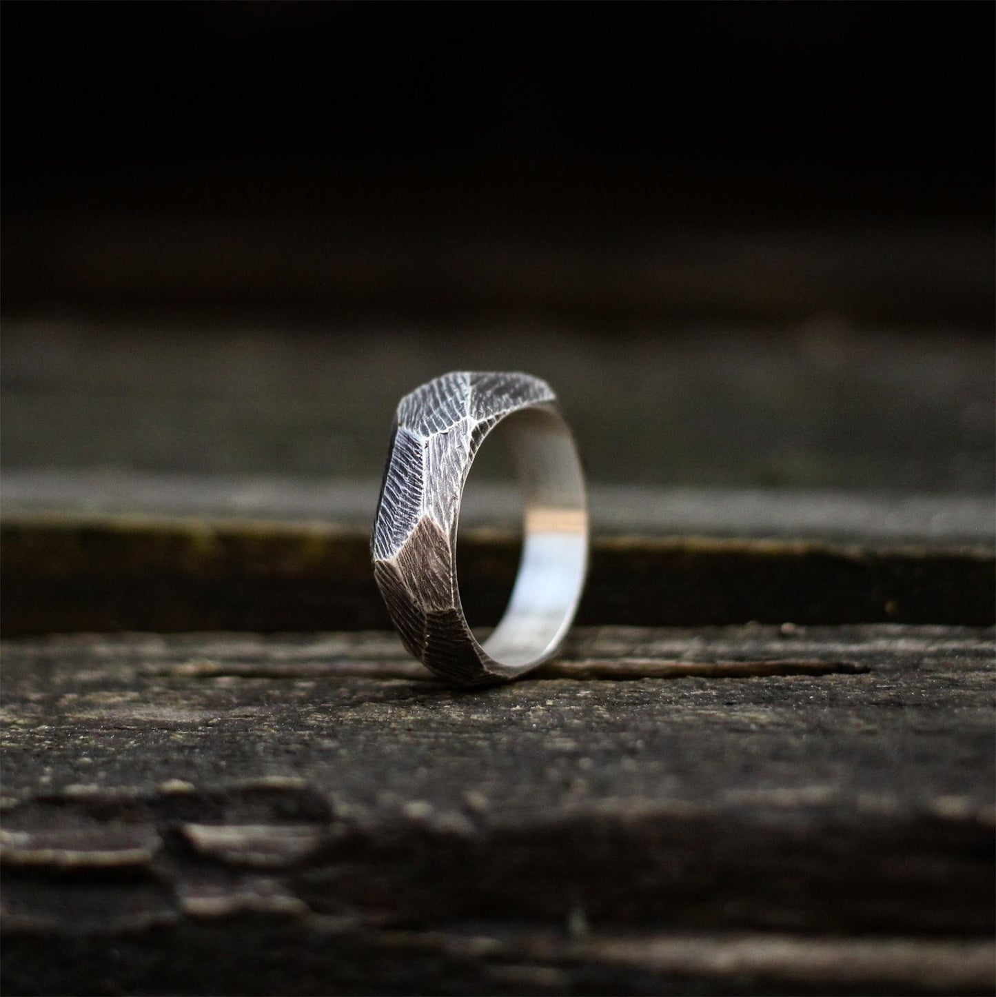 Geometric cut 925 silver ring, sterling silver handmade ring with rock design, simple and unique gift-Craftsmen made - SATANHORN