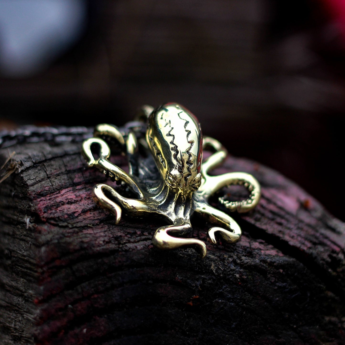 Octopus Cthulhu 925 silver Pendant Necklace Brass and Sterling Silver, Sleeping God Cthulhu-Octopus Paul Pendant Necklace-Craftsmen made