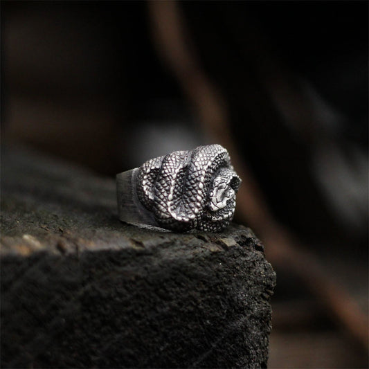 Snake 925 silver ring, Viper silver snake Medusa ring, exquisite handmade snake ring, made of 925 sterling silver and brass-Craftsmen made - SATANHORN