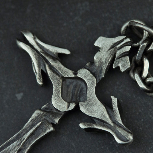 Hook Shaped Cross 925 Silver Pendant Necklace, Christian Cross Faith Jewelry Necklace Pendant, Unique Cross-Craftsman made