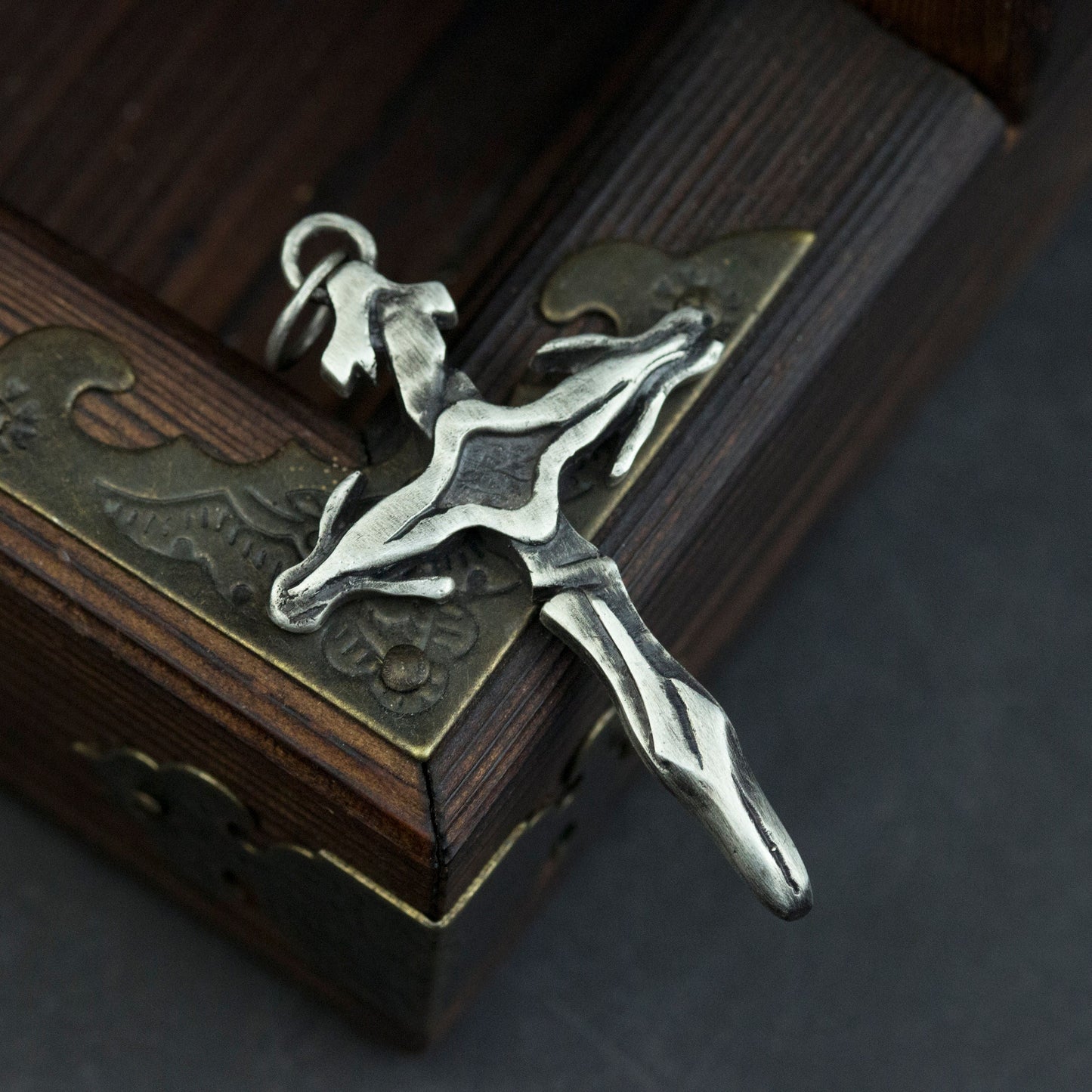 Hook Shaped Cross 925 Silver Pendant Necklace, Christian Cross Faith Jewelry Necklace Pendant, Unique Cross-Craftsman made