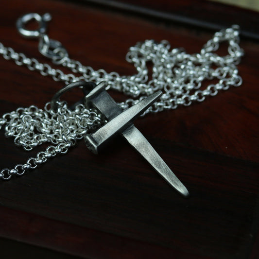 925 Sterling Silver Cross Pendant Necklace, Christian Cross Necklace, Gothic Jewelry, Gift for Husband - Handmade